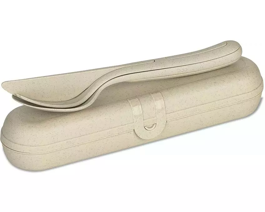 Koziol Besteck-Set to go Klikk Ready 3-teilig, Gelb/Sand