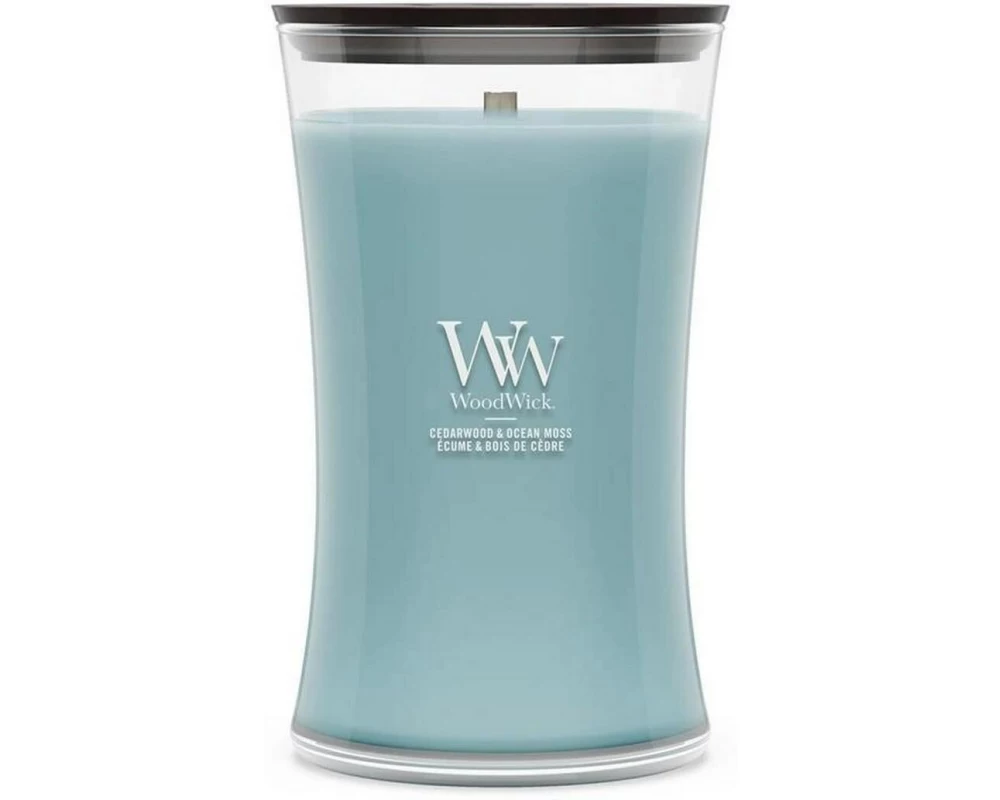 Woodwick Duftkerze Cedarwood & Ocean Moss Large Jar