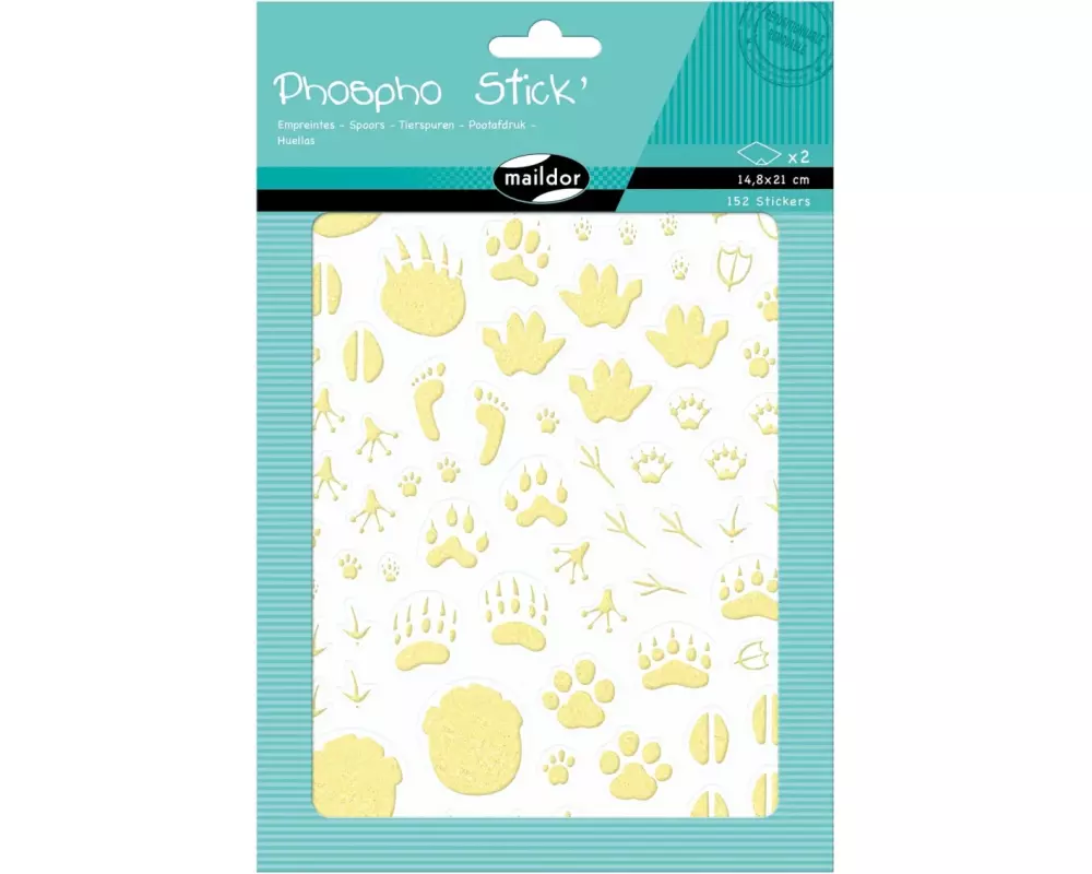 Clairefontaine Motivsticker UV Phospho Pfoten 2 Bögen, 152 Sticker