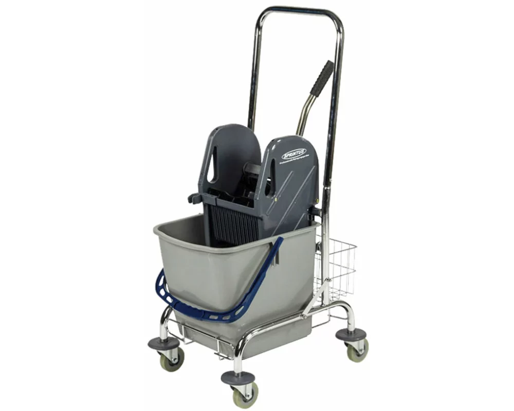 SPRiNTUS Nasswischwagen mit Schubbügel und Ablagekorb 27 L