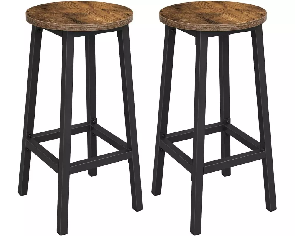 VASAGLE Barhocker rund, 2er Set 32 x 65 cm, Braun/Schwarz