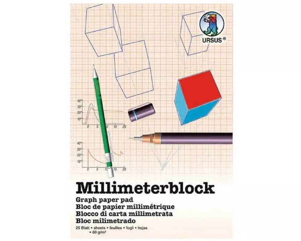 URSUS Milimeterpapier 80 g/m², A3, 25 Blatt