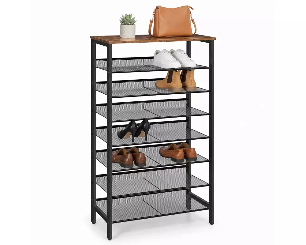 relaxdays Schuhregal 75 x 137 cm, Schwarz/Braun