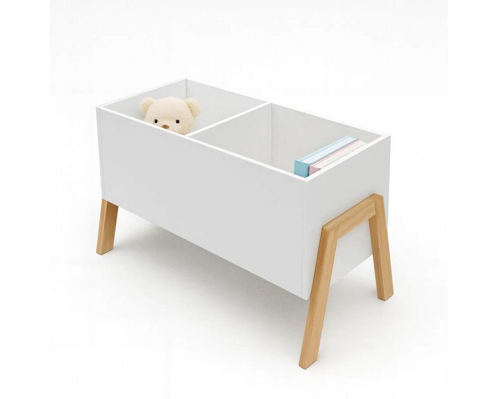 relaxdays Kinderzimmerregal, 2 Ablagen, Holz, Weiss / Natur