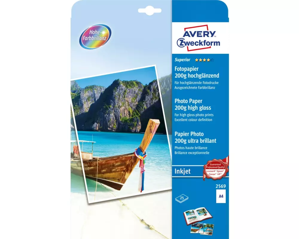 Avery Zweckform Fotopapier Inkjet Superior A4 200 g/m² 25 Stück