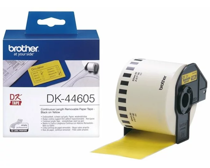 BROTHER P-Touch DK-44605 removable yellow thermal Paper 62mm x 30.48m