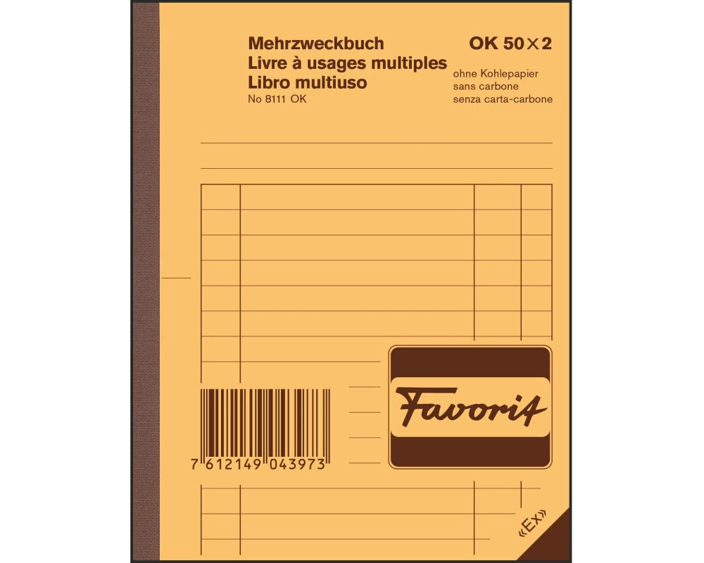 Favorit Durchschreibeblock 113 x 144 mm Mehrzweckbuch, Blau/Weiss