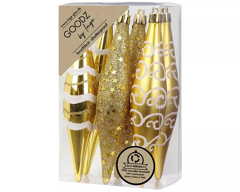 INGES CHRISTMAS DECOR Weihnachtsschmuck Olive Gold-Mix 15 cm 6 Stück