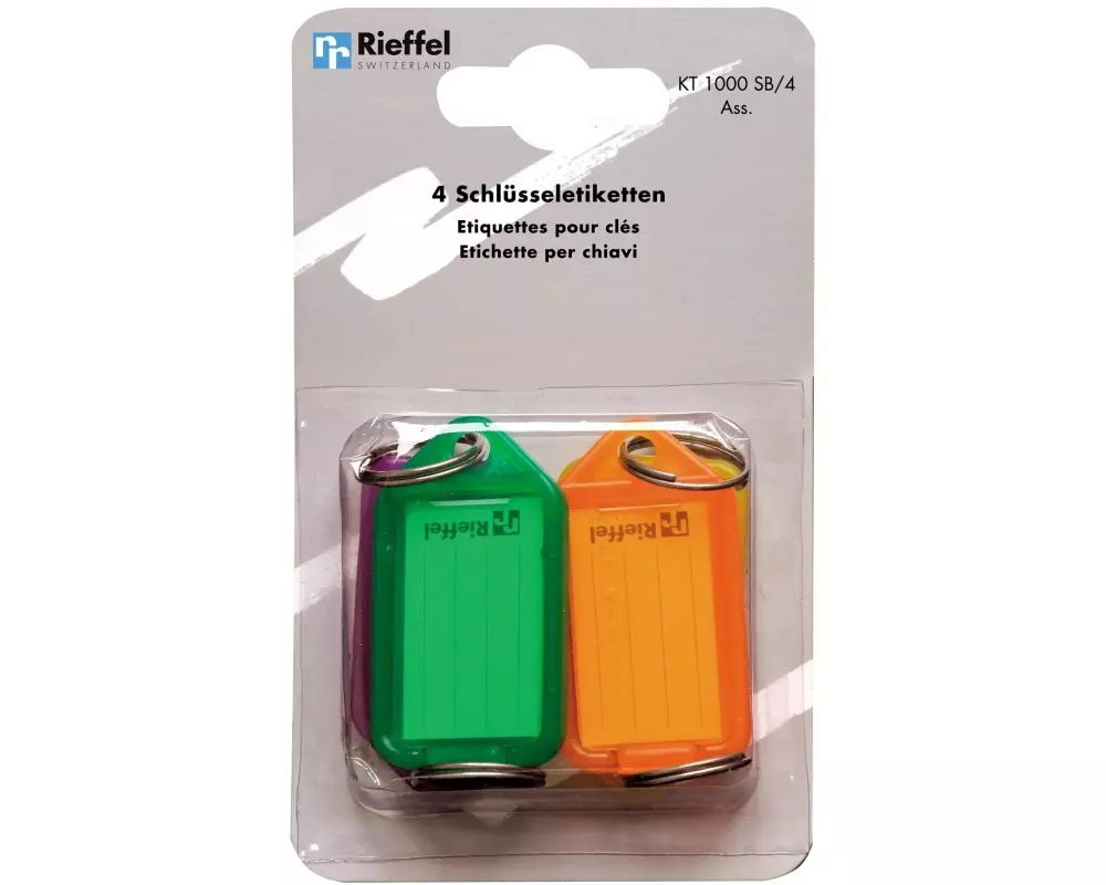 Robert Rieffel Schlüsselanhänger 3.8 x 2.2 mm, 4 Stück, Mehrfarbig