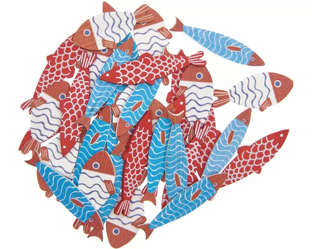 Rico Design Streudeko Fische 36 Stück, Blau/Rot/Weiss