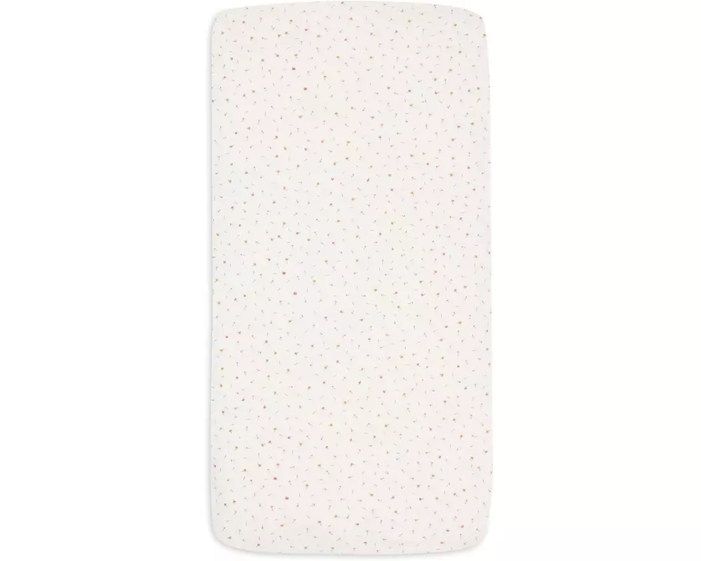 Jollein Jersey Pretty Picnic – Flower Drops 150 x 70 cm, Weiss/Rosa