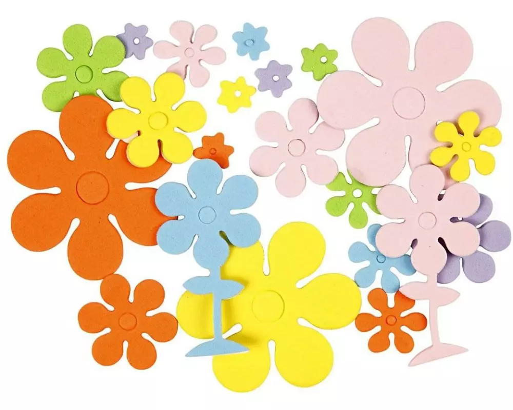Creativ Company Moosgummi-Aufkleber Blumen, 10-60 mm, 2 mm, 100 Stk