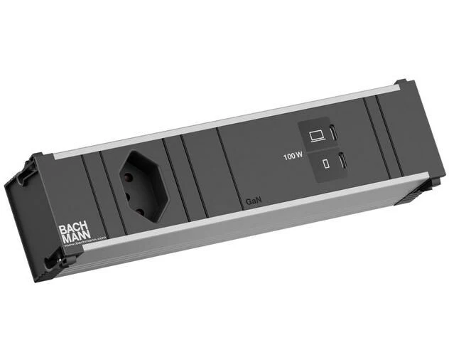 Bachmann Einbausteckerleiste CONI S 1xT13 1xUSB C/C 100W 0.2m schwarz