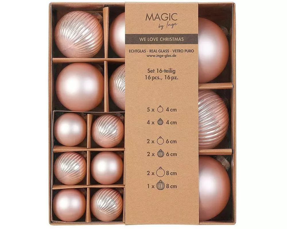 INGES CHRISTMAS DECOR Weihnachtskugel Lovely Magnolia 1 Stück, Hellrosa