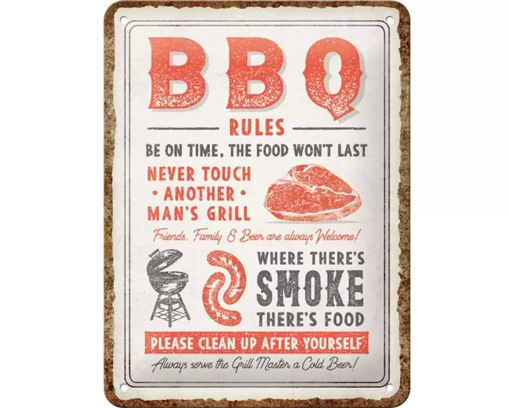 Nostalgic Art Schild BBQ Rules 15 x 20 cm, Metall