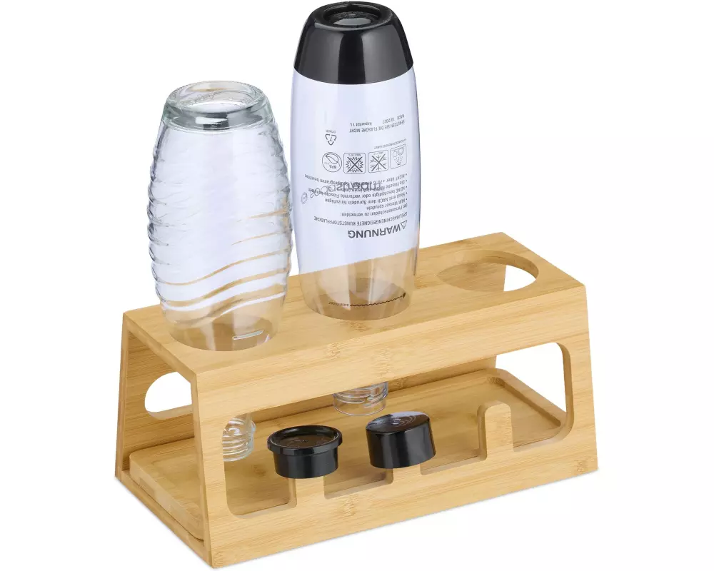 relaxdays Abtropfgestellt für 3 Flaschen, Hellbraun