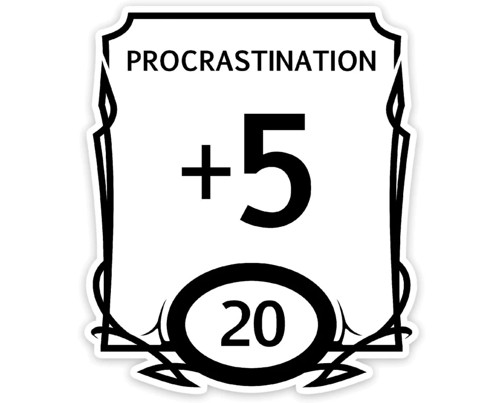 Glass Staff Stat Block Procrastination Sticker Schwarz/Weiss
