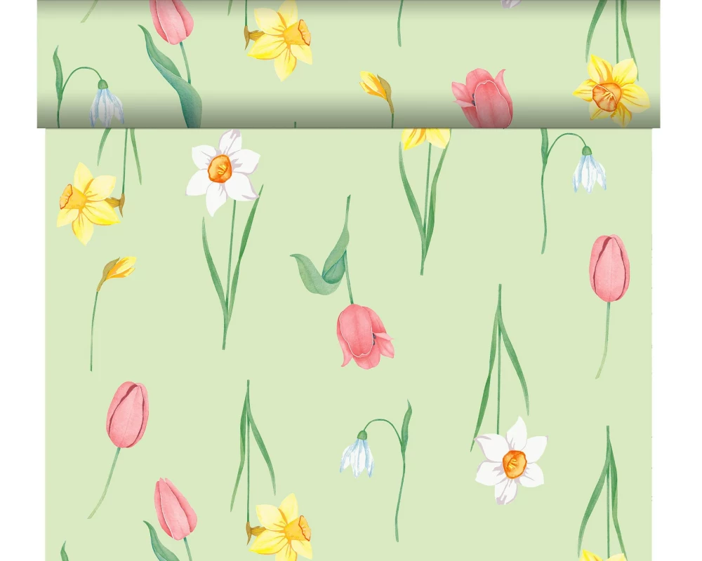 Duni Tischläufer Spring Melody 40 cm x 24 cm, Grün/Mehrfarbig