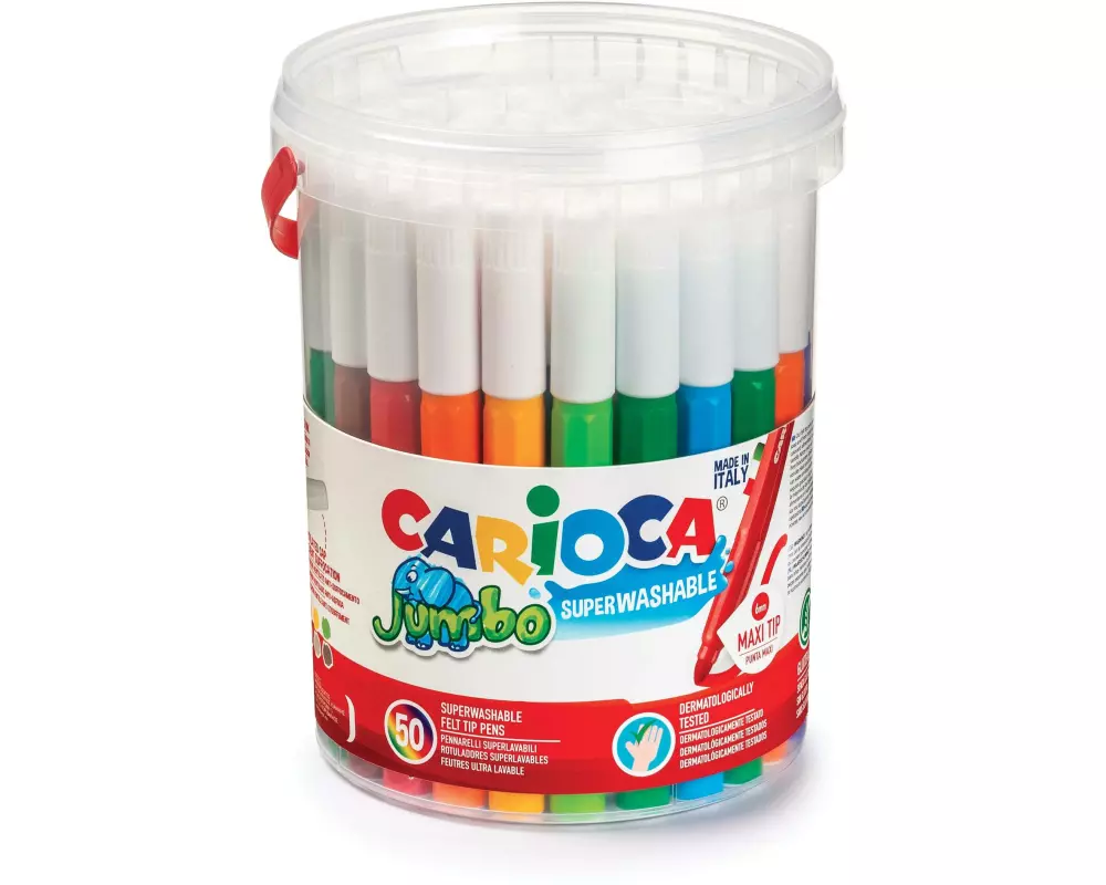 Carioca Fasermaler Jumbo Box 50 Stück, Mehrfarbig