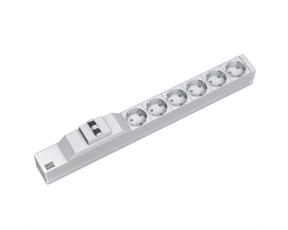 BACHMANN 19" Steckdosenleiste 6xSchutzkontakt 1x Leitungsschutzschalter, 2 m