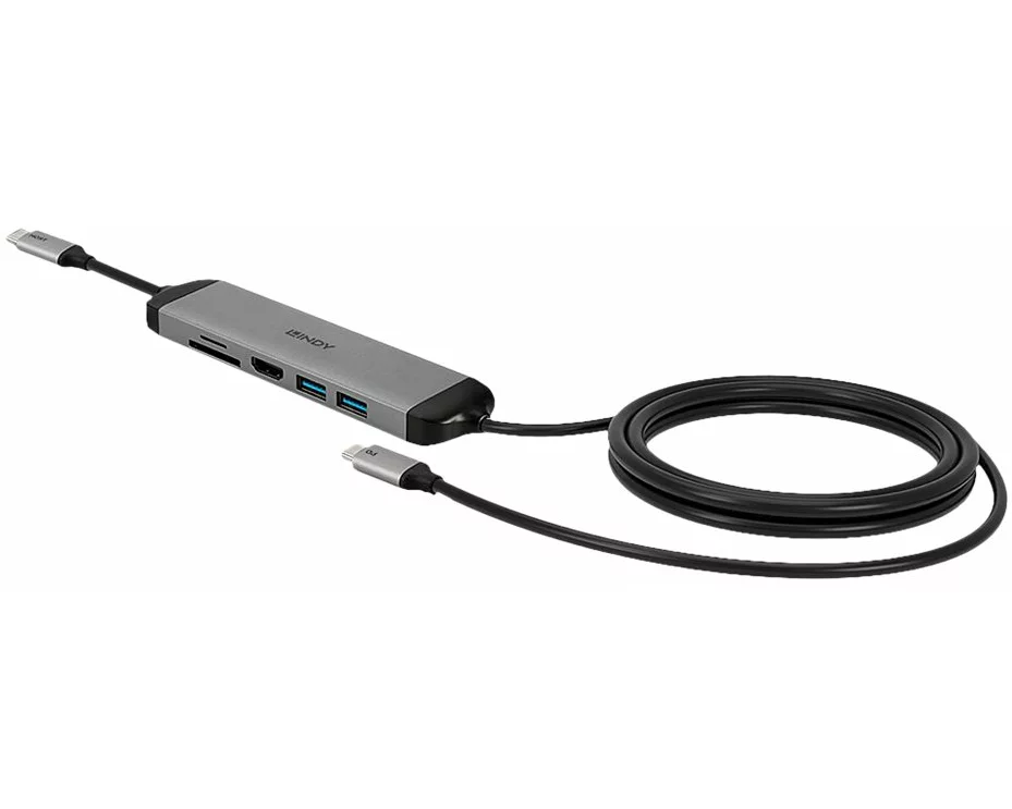 LINDY USB 3.2, Type C, Laptop Micro Dock, with 1.4m USB PD, Charging Cable