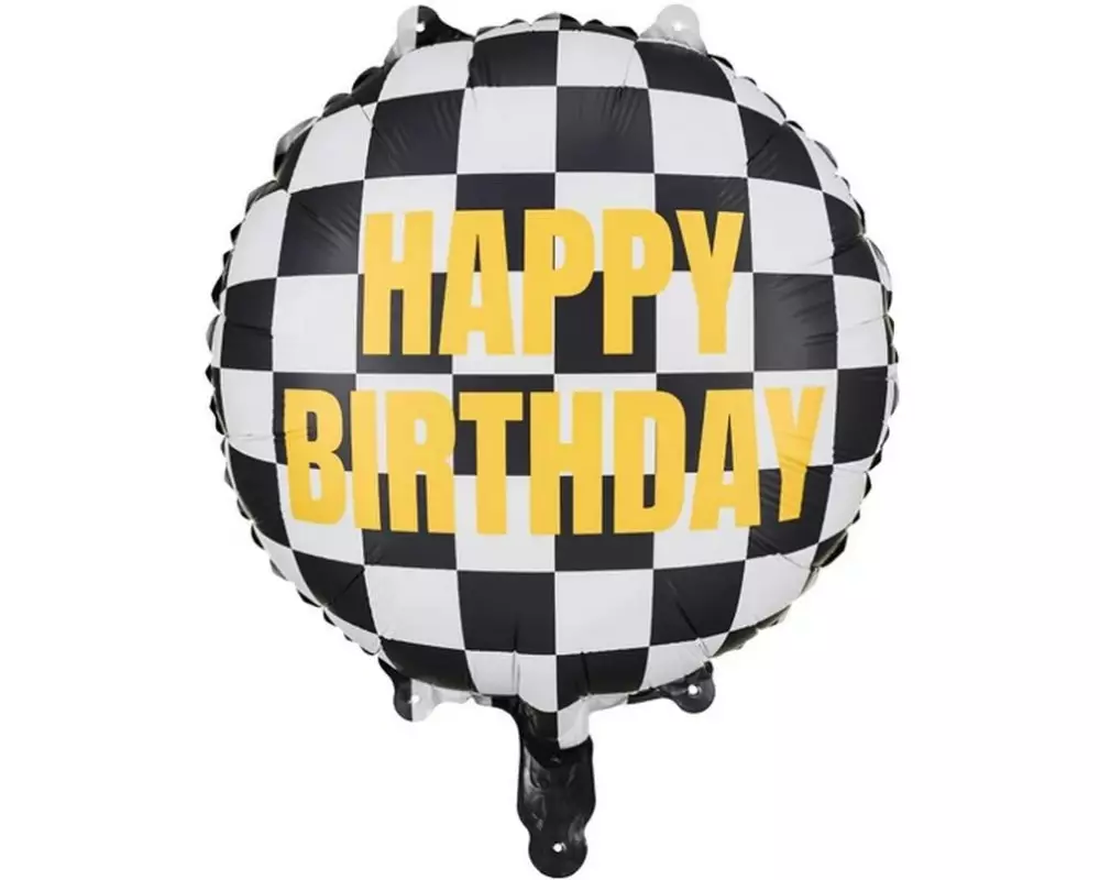 Partydeco Folienballon Auto Schwarz/Weiss, 45 cm