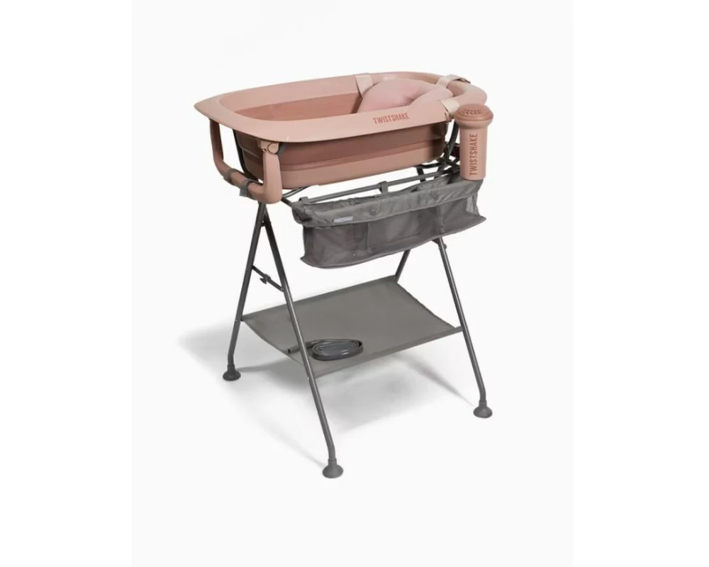 Twistshake Baby Badewannen-Set + Kissen & Rinser Faded Pink
