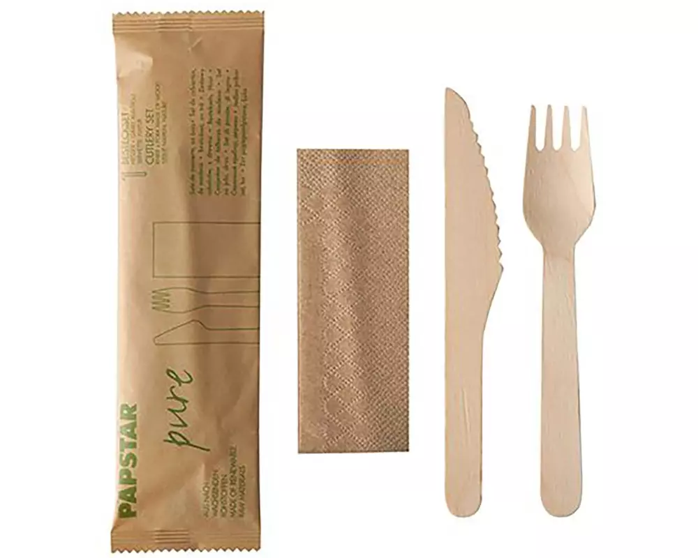 Papstar Einweg-Besteckset Pure 50 Stück, Braun