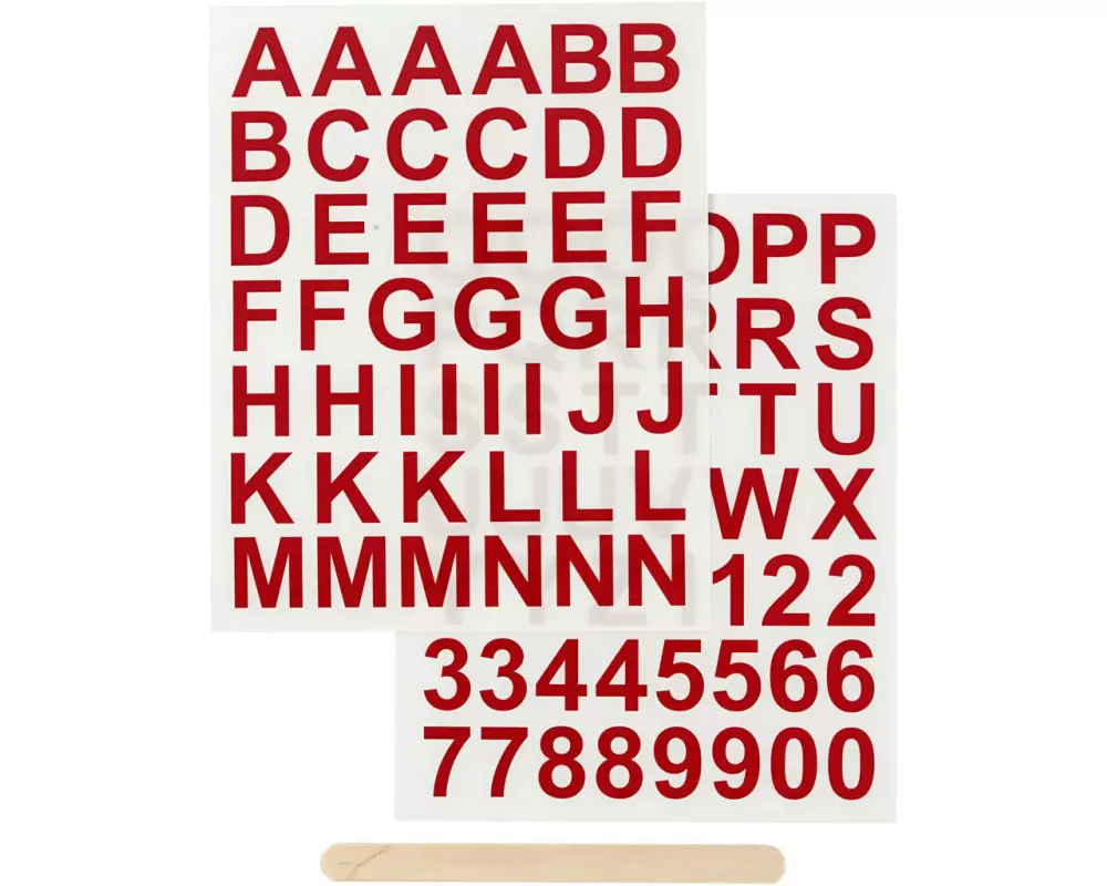 Creativ Company Motivsticker Rub-on Buchstaben & Zahlen Rot, 1 Blatt