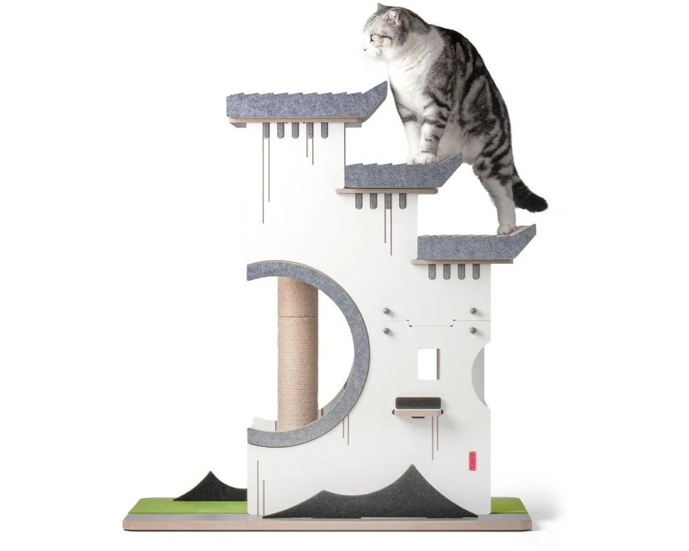 CanadianCat Design-Kratzmöbel Château Tatzberg Grau/Weiss