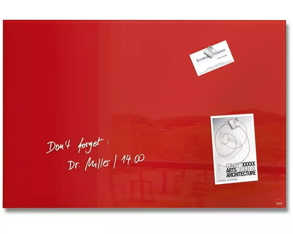 Sigel Magnethaftendes Glassboard Artverum 60 x 40 cm, Rot