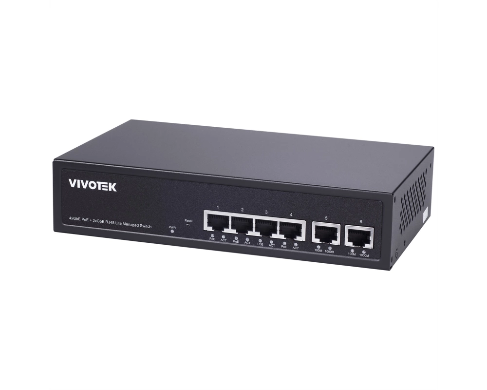 Vivotek AW-GEL-065A-060 PoE-Switch Lite Managed 4x GE PoE+ / 2x GE UTP, 60 Watt