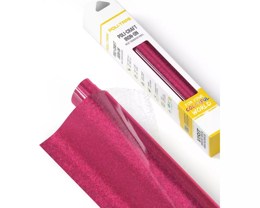 Poli-Tape Aufbügelfolie Pearl Glitter, 30.5 x 61 cm, Pink