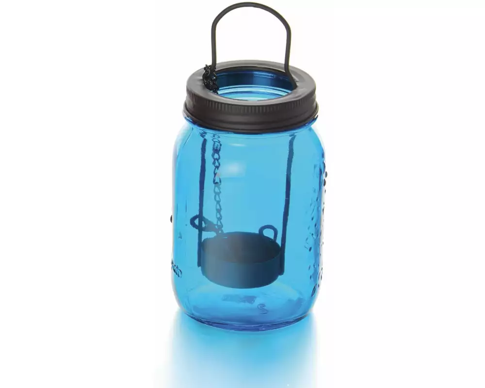 balthasar Windlicht Glas mit Teelichteinsatz Blau