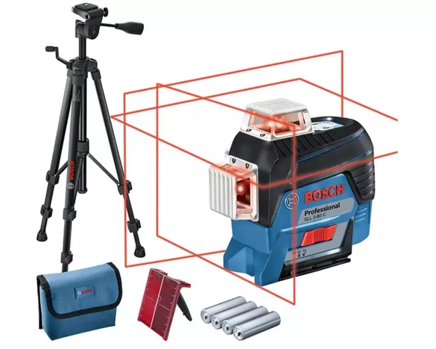 Bosch Professional Linienlaser mit Baustativ BT 150, GLL 3-80 C, 30 m