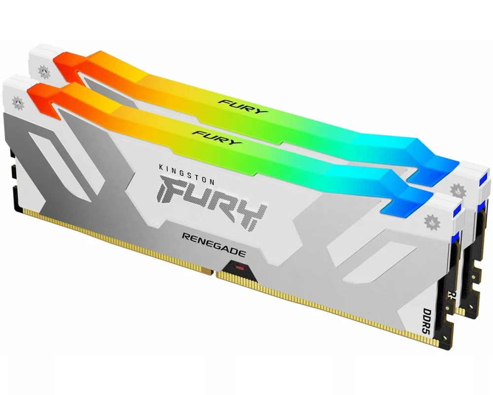 Kingston 32GB, 7600MT/s, DDR5, CL38, DIMM, Kit of 2, FURY Renegade, RGB, White, XMP