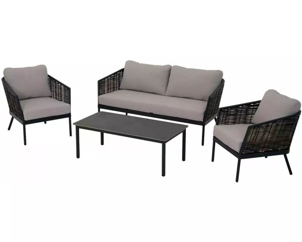 Schou Loungeset Daniela, Set 4-teilig, Schwarz/Grau