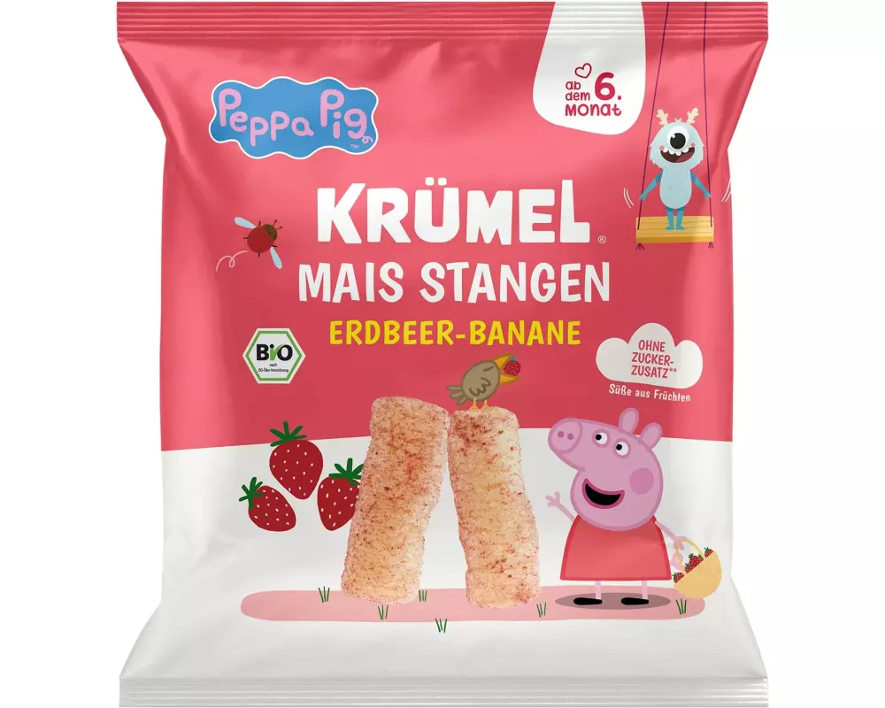 KRÜMEL Peppa Pig Maisstangen Erdbeere-Banane Bio 25g