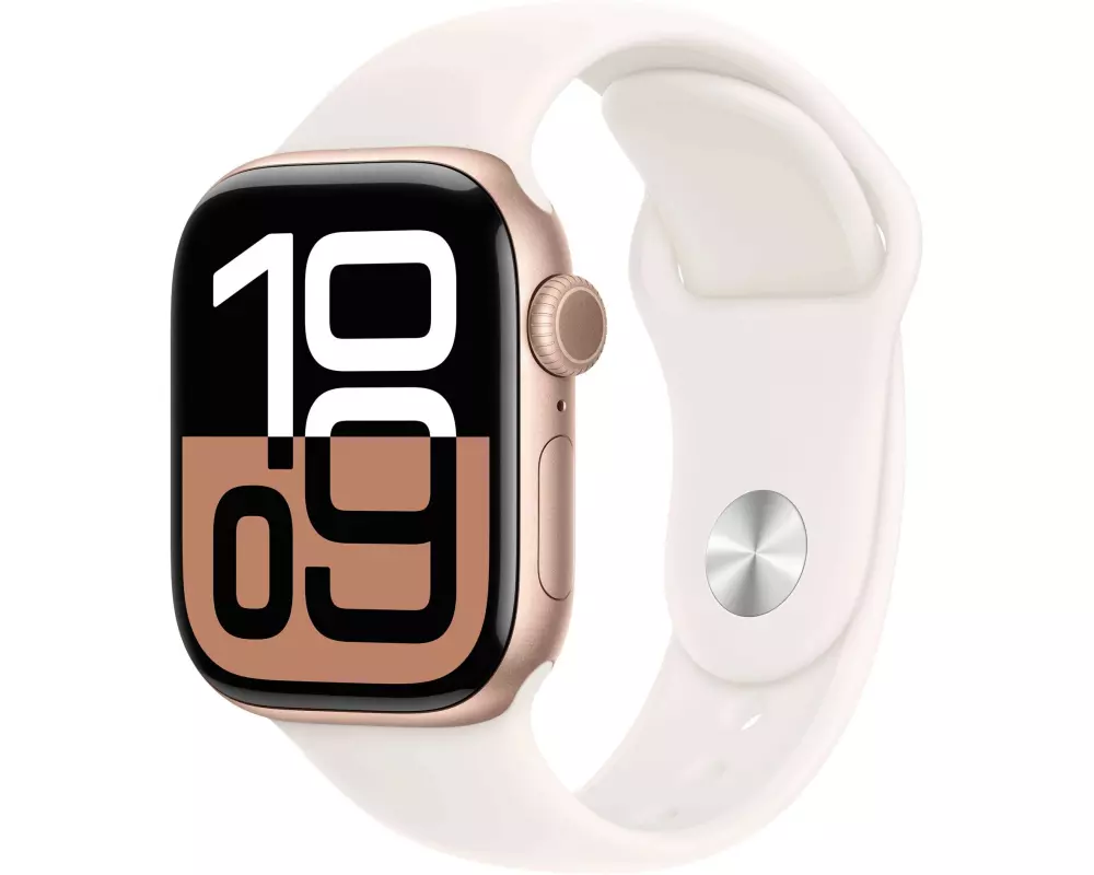 Apple Watch Series 10 42 mm GPS Alu Roségold Sport Weiss S/M
