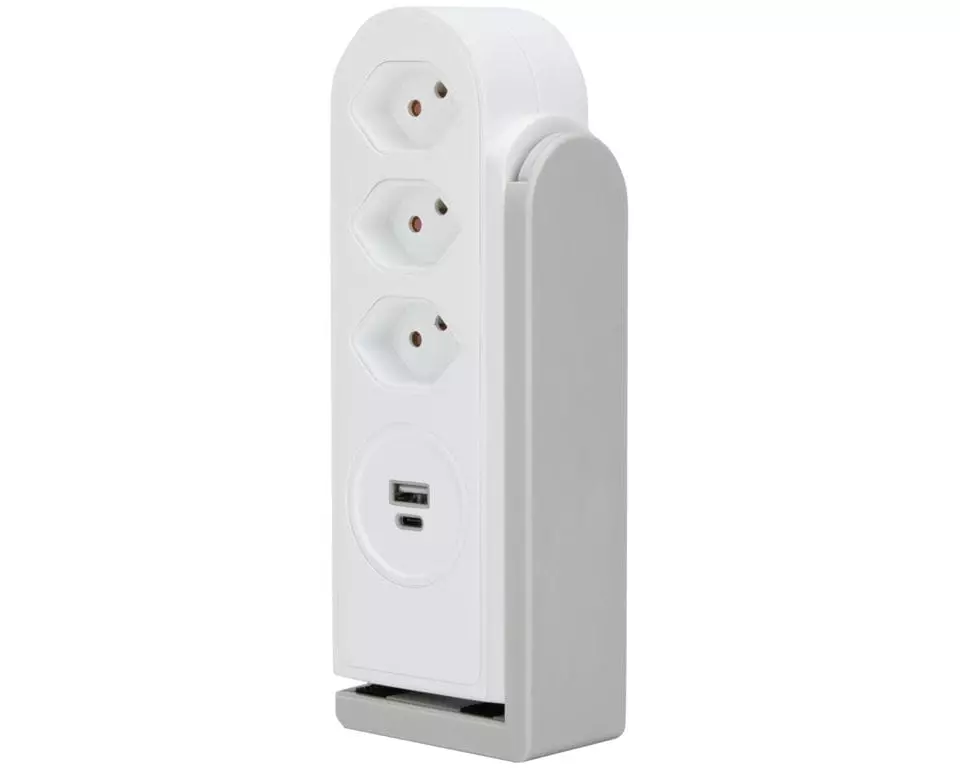 STEFFEN Tischsteckdosenleiste Clamp 3x T13, USB-A+C, Weiss