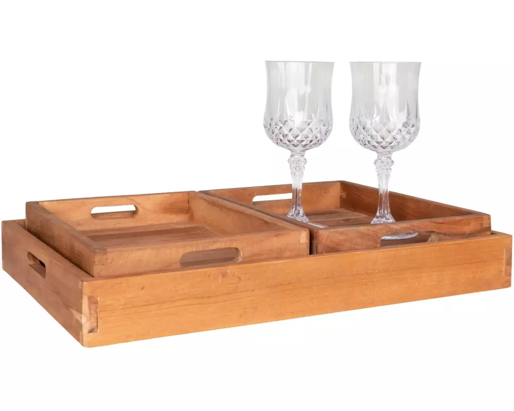 House Nordic Serviertablett Faro 3-er Set, Braun