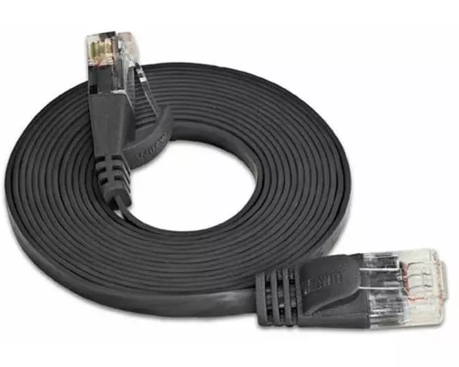 SLIM Slimpatchkabel RJ-45 - RJ-45, Cat 6, UTP, 1 m, Schwarz