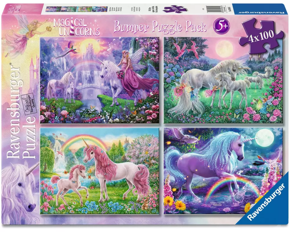 Ravensburger Kinderpuzzle Magische Einhörner 4 x 100 Teile