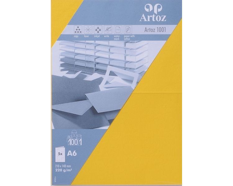 ARTOZ Karten 1001 A6 107322262 220g, sonnengelb 5 Blatt