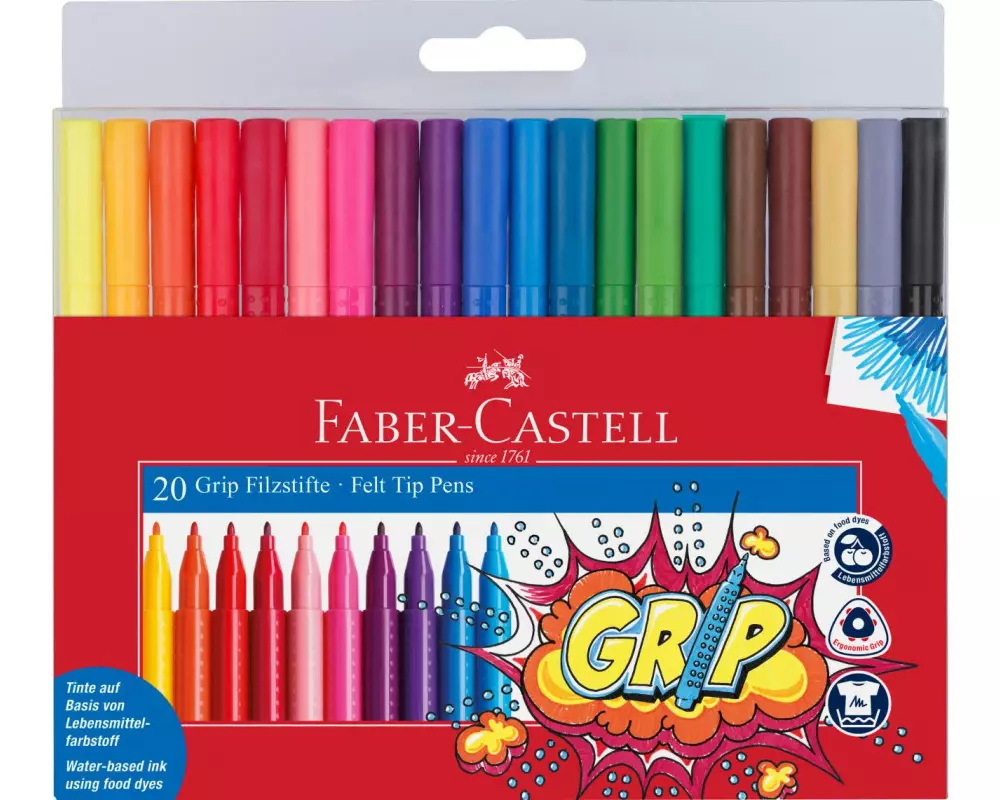 Faber-Castell Filzstift Grip Colour Marker 20er Kunststoffetui
