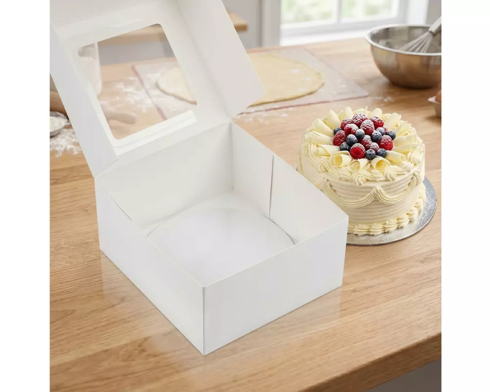 relaxdays Tortenbox Set mit Sichtfenster & Cakeboards 5 Stück
