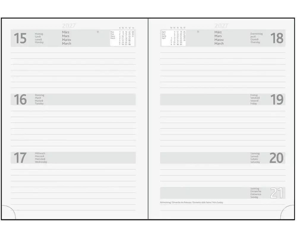 Simplex Wochenagenda Simply Colour Line 2027 1W/2S, Blau