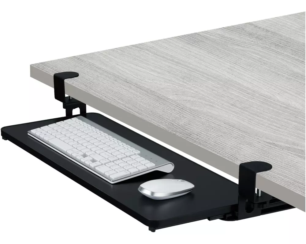 relaxdays Ausziehbare Tastaturablage zum Klemmen Schwarz Schwarz