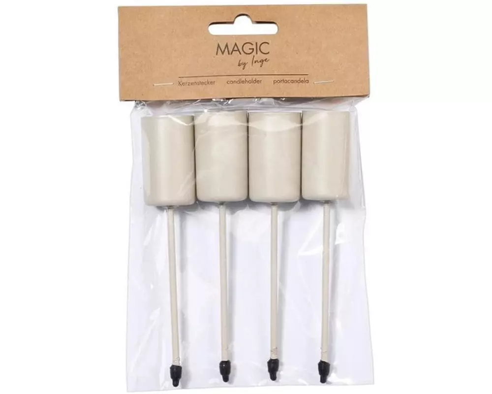 INGES CHRISTMAS DECOR Adventskerzen Halter mit Spiess 4 Stück, Beige
