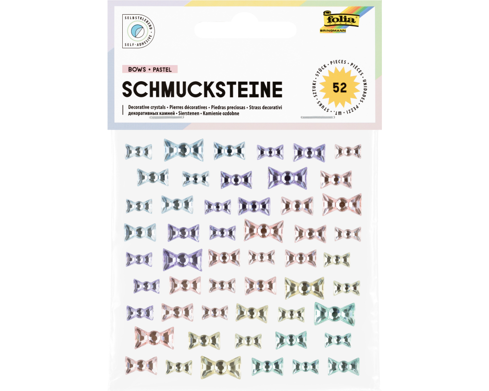 FOLIA Schmucksteine 12318 Bows Pastel 52 Stück